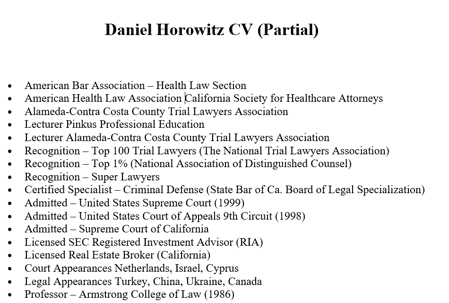 health law cv for daniel horowitz