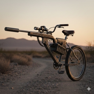 Picture of bicycle and gun in one piece