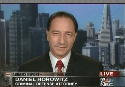 Picture of Dan Horowitz criminal defense attorney on dan abrams show titled abrams report